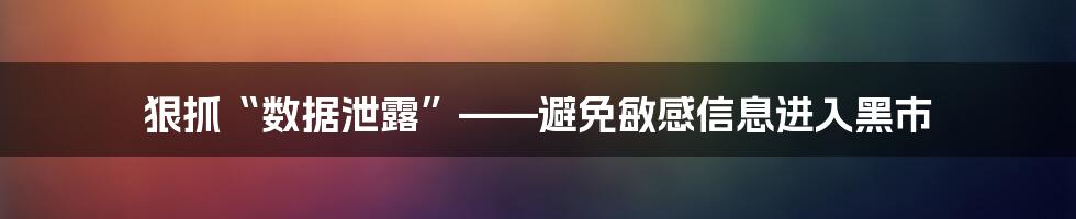 狠抓“数据泄露”——避免敏感信息进入黑市