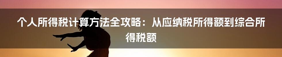 个人所得税计算方法全攻略：从应纳税所得额到综合所得税额