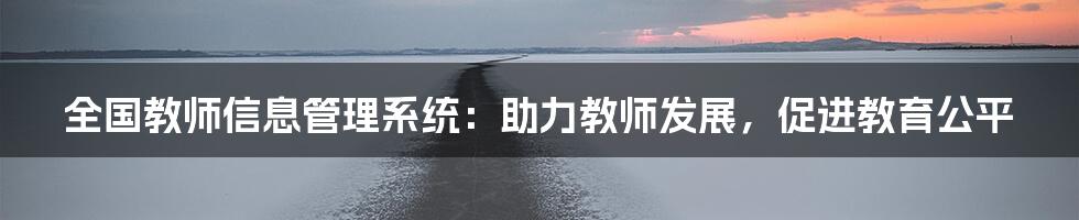 全国教师信息管理系统：助力教师发展，促进教育公平