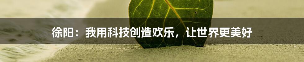 徐阳：我用科技创造欢乐，让世界更美好