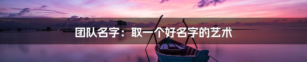 团队名字：取一个好名字的艺术