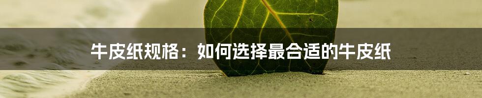 牛皮纸规格：如何选择最合适的牛皮纸