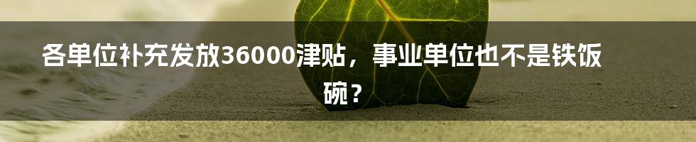 各单位补充发放36000津贴，事业单位也不是铁饭碗？