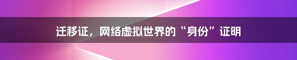 迁移证，网络虚拟世界的“身份”证明