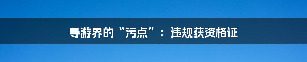 导游界的“污点”：违规获资格证