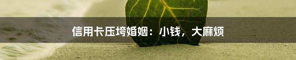 信用卡压垮婚姻：小钱，大麻烦