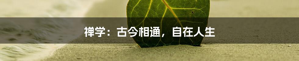 禅学：古今相通，自在人生