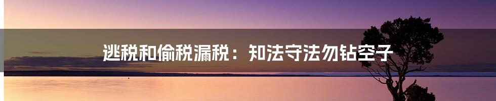 逃税和偷税漏税：知法守法勿钻空子