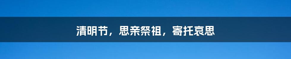 清明节，思亲祭祖，寄托哀思