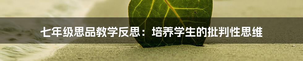 七年级思品教学反思：培养学生的批判性思维