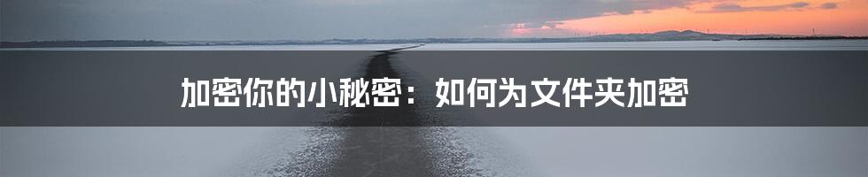 加密你的小秘密：如何为文件夹加密