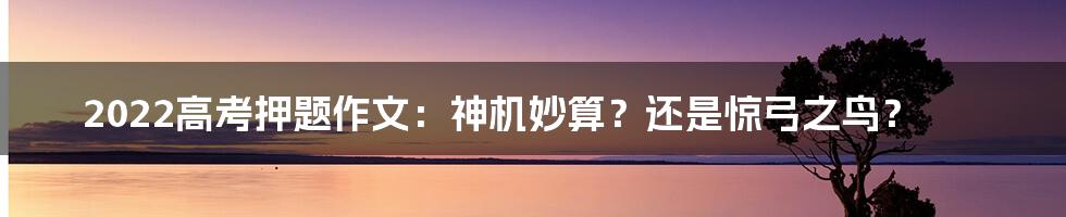 2022高考押题作文：神机妙算？还是惊弓之鸟？