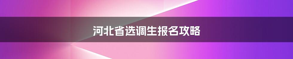 河北省选调生报名攻略