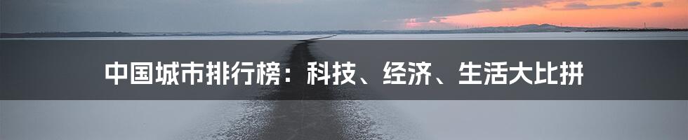 中国城市排行榜：科技、经济、生活大比拼