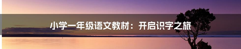 小学一年级语文教材：开启识字之旅