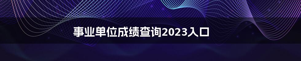 事业单位成绩查询2023入口