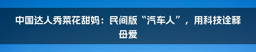 中国达人秀菜花甜妈：民间版“汽车人”，用科技诠释母爱