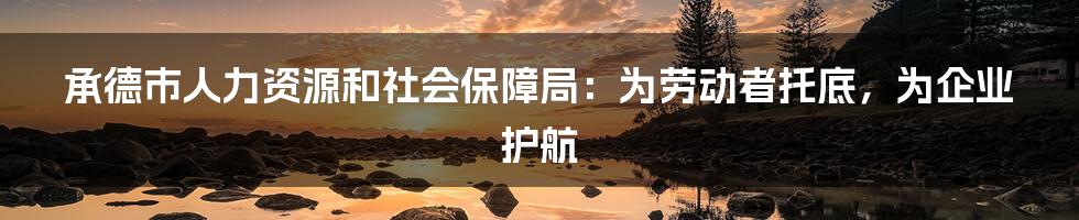 承德市人力资源和社会保障局：为劳动者托底，为企业护航