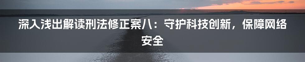 深入浅出解读刑法修正案八：守护科技创新，保障网络安全