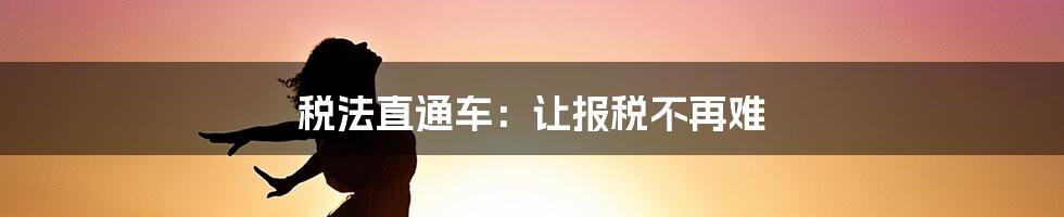 税法直通车：让报税不再难