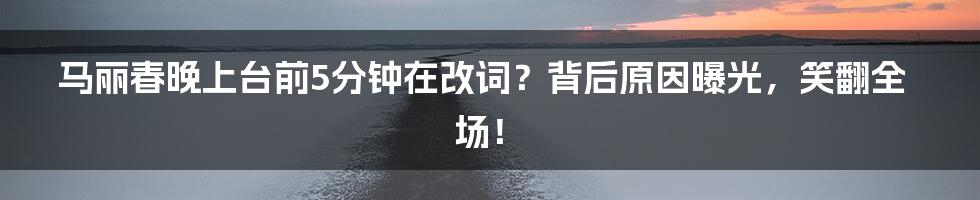 马丽春晚上台前5分钟在改词？背后原因曝光，笑翻全场！