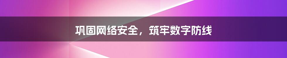 巩固网络安全，筑牢数字防线