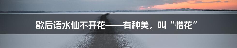 歇后语水仙不开花——有种美，叫“惜花”