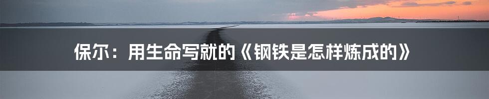 保尔：用生命写就的《钢铁是怎样炼成的》