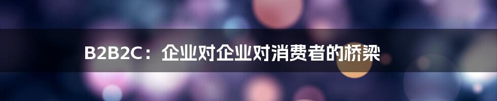 B2B2C：企业对企业对消费者的桥梁