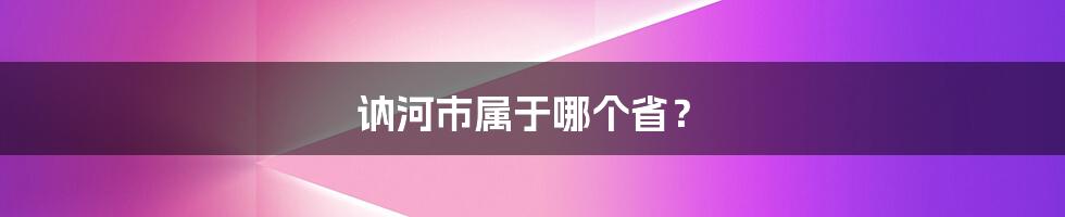 讷河市属于哪个省？