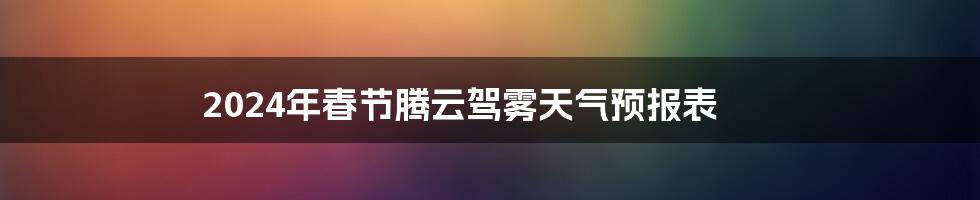 2024年春节腾云驾雾天气预报表