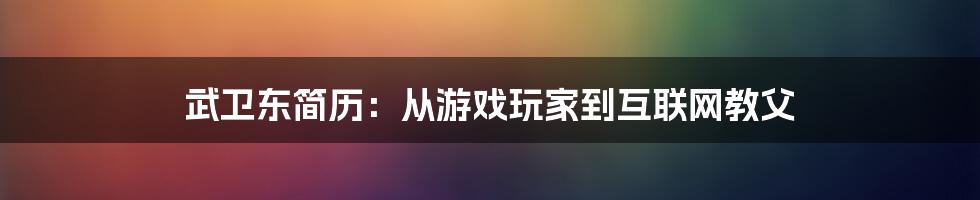 武卫东简历：从游戏玩家到互联网教父