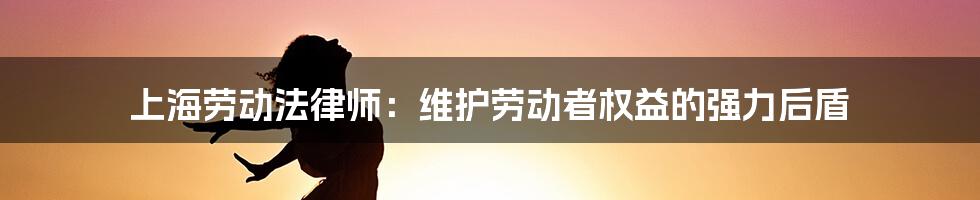 上海劳动法律师：维护劳动者权益的强力后盾