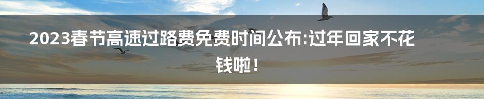 2023春节高速过路费免费时间公布:过年回家不花钱啦！