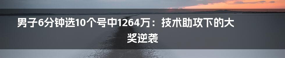 男子6分钟选10个号中1264万：技术助攻下的大奖逆袭