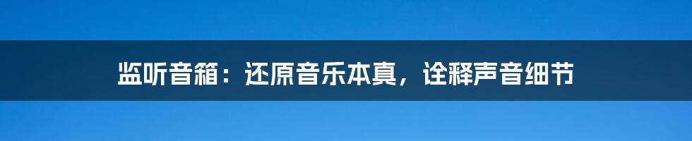 监听音箱：还原音乐本真，诠释声音细节