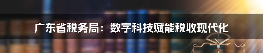 广东省税务局：数字科技赋能税收现代化