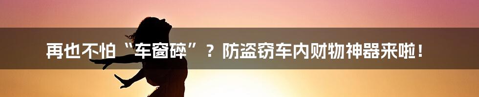 再也不怕“车窗碎”？防盗窃车内财物神器来啦！