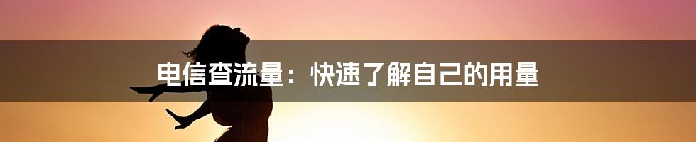 电信查流量：快速了解自己的用量