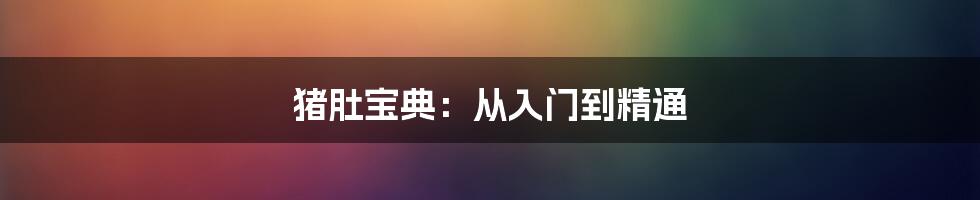 猪肚宝典：从入门到精通