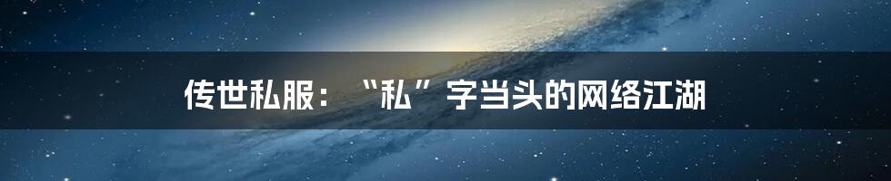 传世私服：“私”字当头的网络江湖