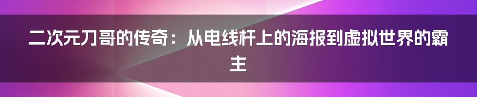 二次元刀哥的传奇：从电线杆上的海报到虚拟世界的霸主