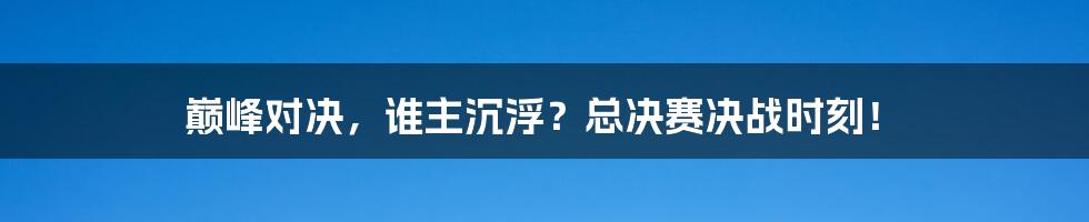 巅峰对决，谁主沉浮？总决赛决战时刻！