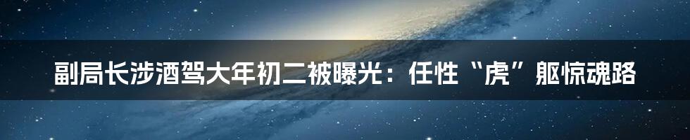 副局长涉酒驾大年初二被曝光：任性“虎”躯惊魂路