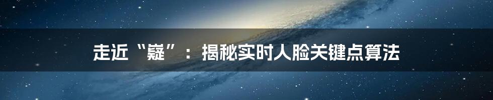 走近“嶷”：揭秘实时人脸关键点算法