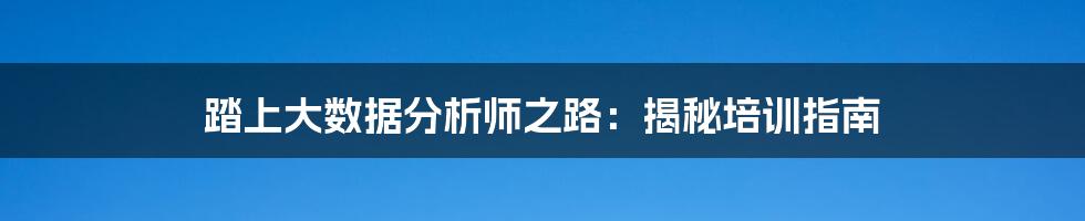 踏上大数据分析师之路：揭秘培训指南