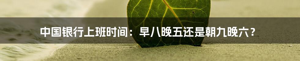 中国银行上班时间：早八晚五还是朝九晚六？