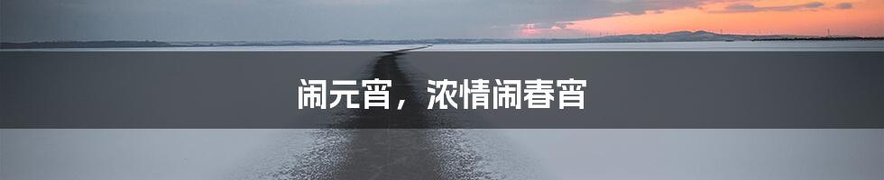 闹元宵，浓情闹春宵