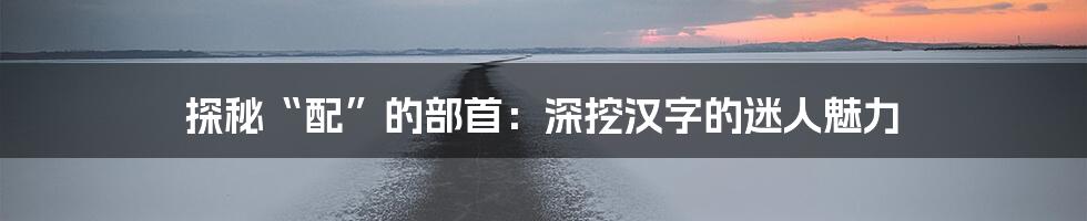 探秘“配”的部首：深挖汉字的迷人魅力