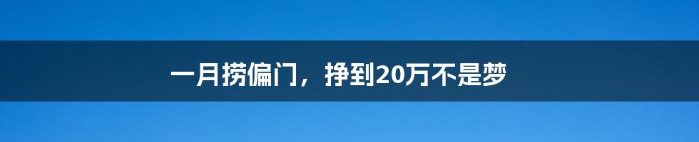 一月捞偏门，挣到20万不是梦